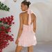 TARUXY 3D Flowers Ruffled Dress Women's 2026 Summer New Sexy Backless Halter Neck V-Neck Tiered Mini Dress Female Casual Dress_ecoleips.com