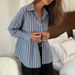 2025 Summer Striped Shirt Outerwear Women's Fashion Design Sense Lazy Long Sleeve Cardigan Hot Selling Breathable Style_ecoleips.com