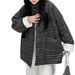 girl Factory Direct Retro Black And Gray Plaid Reversible Padded Jacket For Women Winter Petite Lazy Loose Cotton Coat_ecoleips.com