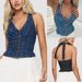 Women's Clothing Backless Denim Vest Top New V Neck Sexy Hot Girl Lace Up Button Vest_ecoleips.com