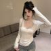 1PC Autumn And Winter Lace V-Neck Bottoming Shirt Hot Girl Top Long-Sleeved T-Shirt_ecoleips.com