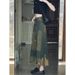 Raw Hem Distressed Denim For Women Spring New American Style High Waist Slimming Versatile Mid-Length A-Line Skirt_ecoleips.com