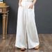 Suitable For All Seasons 2025 Spring Summer Literary Cotton Women's Loose Plus Size Wide Leg High Waist Floor-Length Straight Long Linen Pants_ecoleips.com