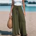 Popular Fashion Women's Wide-leg Pants Polyester Casual Style Comfortable Solid Color Women's Drawstring Loose Pants_ecoleips.com