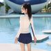 Women's Modest Swimwear Set - Long Sleeve Rash Guard & High Waist Bottom | UPF 50+ Sun Protection, Tummy Control & Professional Swim Fit_ecoleips.com