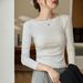 2025 #Selection Of Premium Products # One Word Small Round Neck Slim Fit And Slimming T-Shirt For Women With Long Sleeves,_ecoleips.com