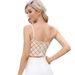 Women Diamond Grid Sequin Spaghetti Strap Crop Top Sweetheart Neck Adjustable Strap Back Zipper Glitter Party Camisole_ecoleips.com