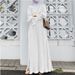 Women's Clothing Trumpet Sleeves Split Hem Loose Pullover Solid Color Dress_ecoleips.com