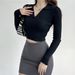Temperament High Waist Slim Fit Long Sleeve Knitted Sweater Women's Top Bottoming Shirt_ecoleips.com