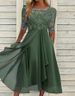 Women's Chiffon Lace Hollow Out Maxi Dress – Elegant Bridesmaid Evening Party Gown_ecoleips.com