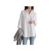 Verve 2025 Women's Summer Solid Color Long Sleeve Turn-down Collar Irregular New Style Shirt_ecoleips.com