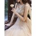 Women's Clothing Champagne Colored Evening Gown For Women Elegant Tassel Dress Style Spring Suitable For Art Exams Events And Banquets_ecoleips.com