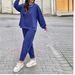 Women's Clothing New Fashion Metal Button Split Long Sleeved Top Sports Casual Skinny Pants Women's Suit_ecoleips.com