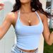 Sexy Halter Neck Sports Bra For Women – Built-in Padded Workout Top, Racerback Yoga Tank For Running, Gym, Dance – Breathable Nylon Spandex_ecoleips.com
