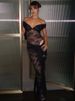 Mozision Lace See Through Sexy Two Piece Set Women Elegant Off-shoulder Backless Bodysuit And Maxi Skirt Matching Club Dress Set_ecoleips.com