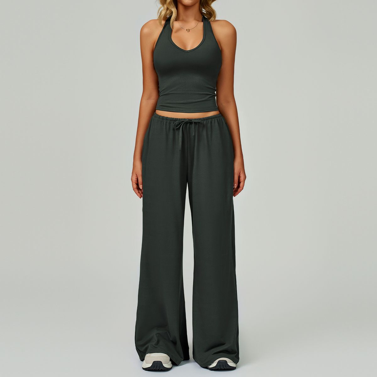 Women's Quick Drying Yoga Suit Sports Fitness Clothes Casual Running Beautiful Back Sling Design Sanded Finish 3058_ecoleips.com