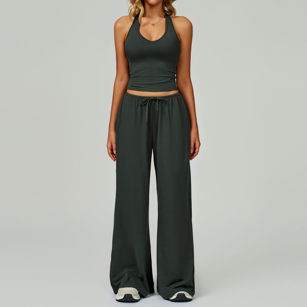 Women's Quick Drying Yoga Suit Sports Fitness Clothes Casual Running Beautiful Back Sling Design Sanded Finish 3058_ecoleips.com