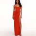 New European American High-end Sexy Straple Simple Style For Women, Slim Fit With Ruched Hem And Slit, Long Formal_ecoleips.com
