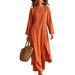 Women's Casual Linen Two Piece Set Long Irregular Top With Single Breasted Design European And American Style_ecoleips.com