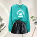 Women's European Style Fleece Lined Thick Sweatshirt round Neck Loose Oversized Heavyweight Autumn Winter Top for Campus Students_ecoleips.com
