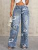 American Street Print Jeans Women's Autumn Tide Brand Vibe Style Loose And Versatile Design Sense_ecoleips.com