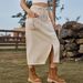 Women's Clothing Summer New Washed Lace Up Workwear Denim Slit Skirt_ecoleips.com