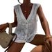 Women's Clothing New V Neck Sleeveless Sexy Embroidered Top Vest Shirt_ecoleips.com