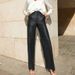 High-Waisted PU Leather Pants – Women’s Straight-Leg Trousers With Lifting Effect (Black/Blue/Lake Blue/Brown, S-L)_ecoleips.com