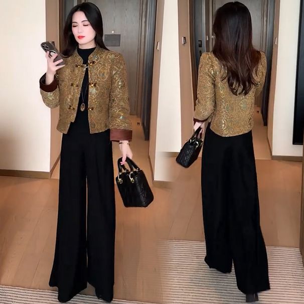 girl Chinese Fashion Short Jacket For Women 2025 Winter New Stylish Slimming National Style Jacquard Quilted Warm Cotton Coat_ecoleips.com