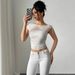 European And American 2025 Summer New Women's Sequined Mesh Off Shoulder Bow Pleated T Shirt Top_ecoleips.com