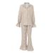 New European American Style Women's Home Wear: Pure Cotton Plaid Sleeve Long Pants Lace Loose Pajamas Two-Piece Set_ecoleips.com