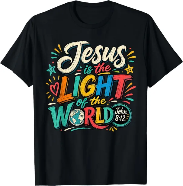 Women's T-Shirts Jesus Is Light Of The World John 8:12 T-Shirt_ecoleips.com