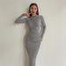INS European And American Style 2023 Autumn Winter New Women's Fashion Round Neck Long Sleeve Slim Fit Bodycon Solid_ecoleips.com
