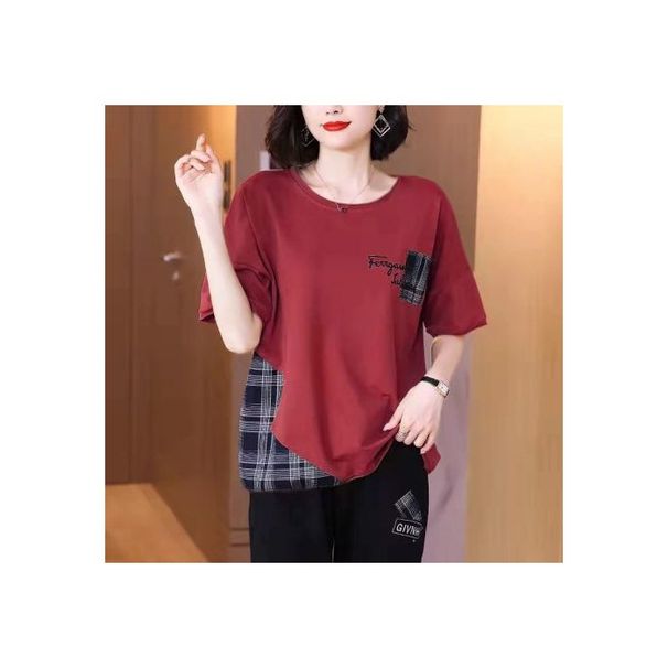 Two-Piece Short-Sleeved T-Shirts For Summer Vacation: Designed To Make Women Look Slimmer, With Loose Fit And Large Size_ecoleips.com