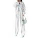Women's Clothing Autumn Winter Thin Sleeve Sweatshirt Jacket High Waist Casual Trousers Fleece Lined 2 Piece Set_ecoleips.com