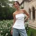Summer New Style Women's Sleeveless Backless Wide Lapel Slit Strapless Top Solid Color Sexy European And American Clothing for Women_ecoleips.com