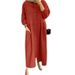 Muslim Women's Cardigan Patch Pocket Round Neck Puff Sleeve Loose Sundress Patchwork Dress_ecoleips.com