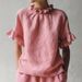 Women's Casual Flounce Hem Short Sleeve Top - Summer Solid Color Loose Fit Blouse (S-XXL, 7 Colors)_ecoleips.com
