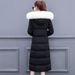 Girl Women's Long Winter Coat With Faux Fur Collar, Slim Fit Thermal Padded Jacket, Knee-Length Thickened Warm Parka For Cold Weather_ecoleips.com