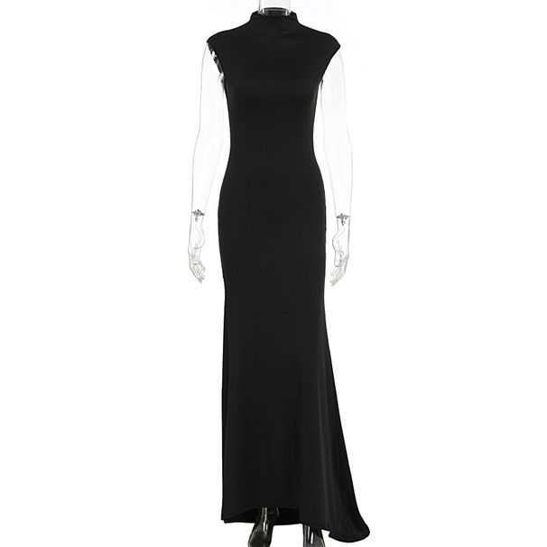 Elegant Fashionable Evening Dress For Women Round Neck Slim Fit Short Sleeve Trailing Dress Bestseller_ecoleips.com