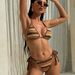 2026 Women's Halter Neck Tie Up Bikini Sexy Striped Two Piece Swimsuit New American Style Fashion_ecoleips.com