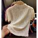 Women's Clothing Women's Classic Style Rhinestone Pleated T-Shirt Short Sleeved Fashionable Stand Up Collar Versatile Base Layer For Summer_ecoleips.com