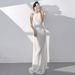 Women's Evening Dress, New Spring And Autumn Style, White, Fishtail Sequin, Elegant, High-end, Light Luxury, Niche,_ecoleips.com