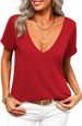 Zeagoo Sexy Tops For Women Deep V Neck Shirts Summer Low Cut Top Short Sleeve Tshirts Trendy Clothes Fashion Clothing_ecoleips.com