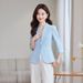 Women's Petite-Friendly Cropped Blazer Casual Suit Jacket 3/4 Sleeve Soft Polyester Viscose Blend Office-To-Weekend Spring Summer_ecoleips.com