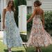 2023 Women's Chiffon V Neck Sleeveless Patchwork Long Dress European American Style in Stock_ecoleips.com