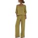 Women's 2 Piece Short Sleeve Linen Top And Long Pants Set – Casual Beach Resort Outfit For Summer Daily Wear_ecoleips.com