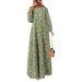 Cross-Border New Foreign Trade Plus Size Women's Floral Robe Vintage Sleeve Loose Long Dress Middle Eastern Style_ecoleips.com