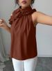 K Shang Temperament Petal Collar Hanging Neck Leakage Off Shoulder Slim Fit Sleeveless Solid Color Top For Women. Cocktail Top_ecoleips.com