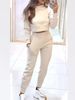 Cross-border Plus Size Women's Spring And Autumn Round Neck Long Sleeve High-Waisted Pants Fitness Sports Casual_ecoleips.com